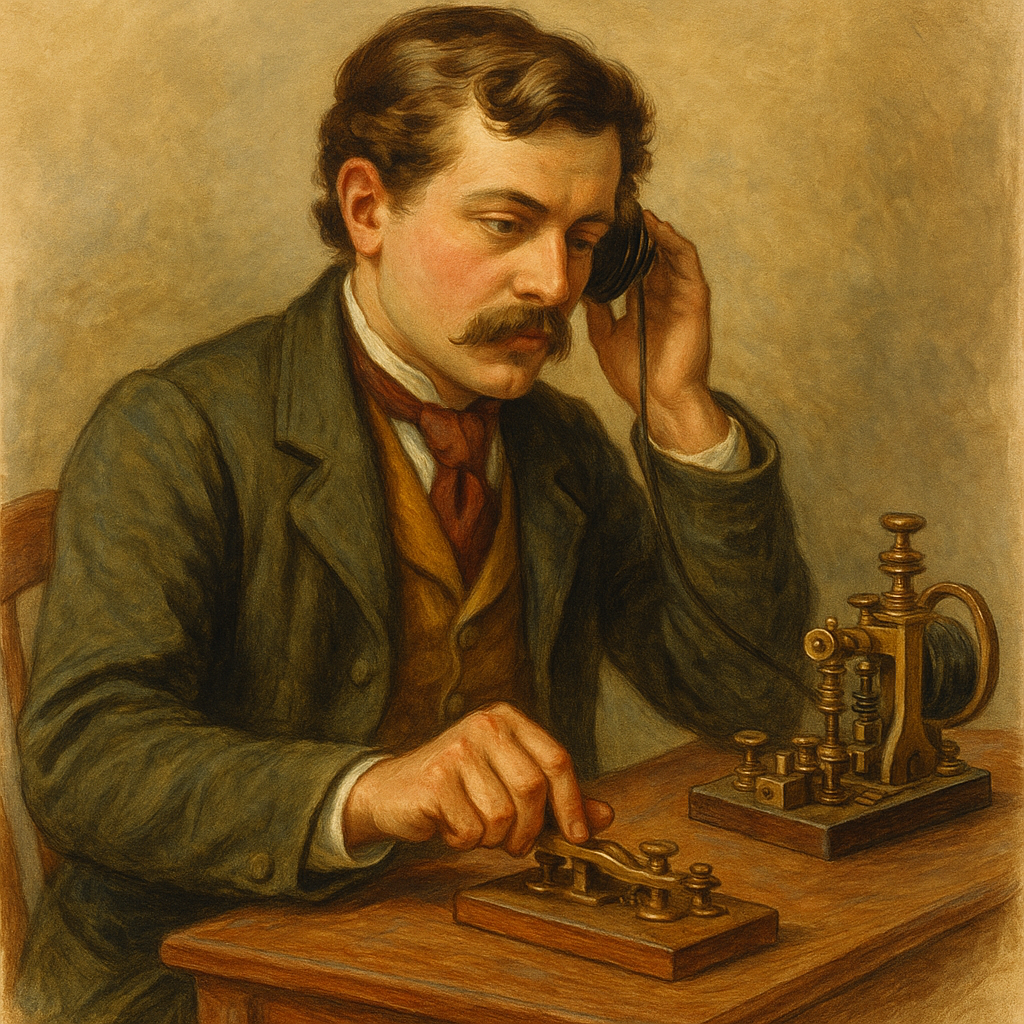 vintage 1800s telegraph operator - Contact Us page
